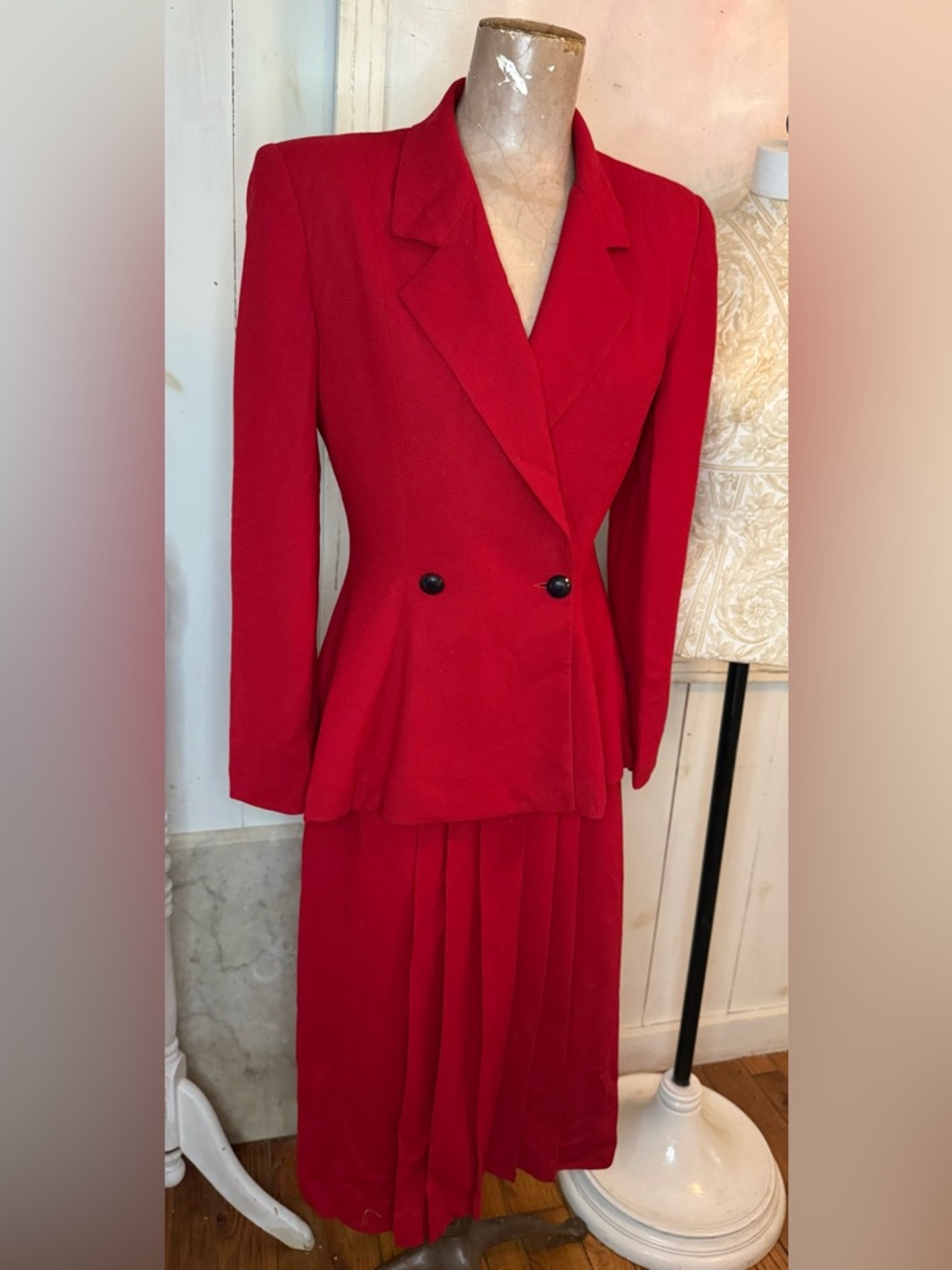 Christine Dior Red Vintage Two-Piece Skirt Suit THE SUIT